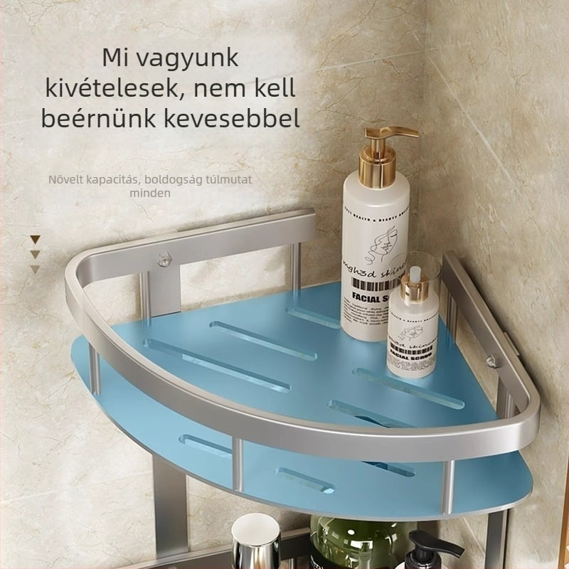 Space Aluminum fürdőszobai sarok háromszög kosár, falra szerelhető, 3 szint
