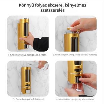 Háromfejes szappanadagoló, falra szerelhető, kézi pumpa, ABS, elektroplatírozott bevonat