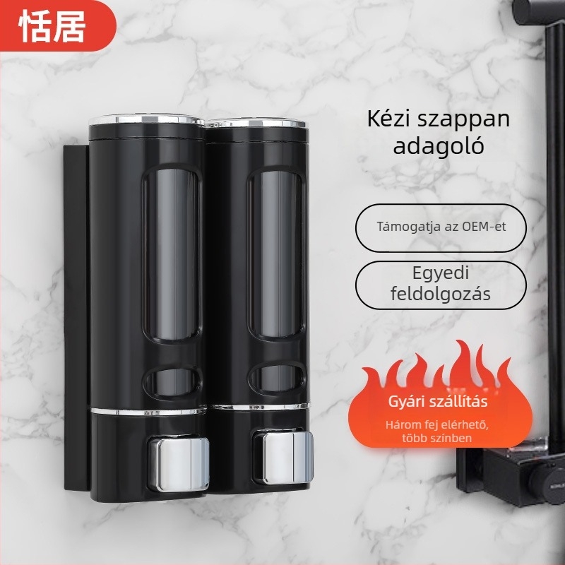 Háromfejes szappanadagoló, falra szerelhető, kézi pumpa, ABS, elektroplatírozott bevonat