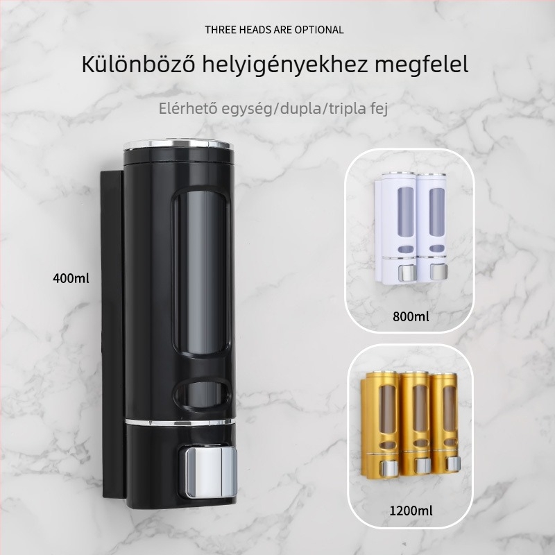 Háromfejes szappanadagoló, falra szerelhető, kézi pumpa, ABS, elektroplatírozott bevonat