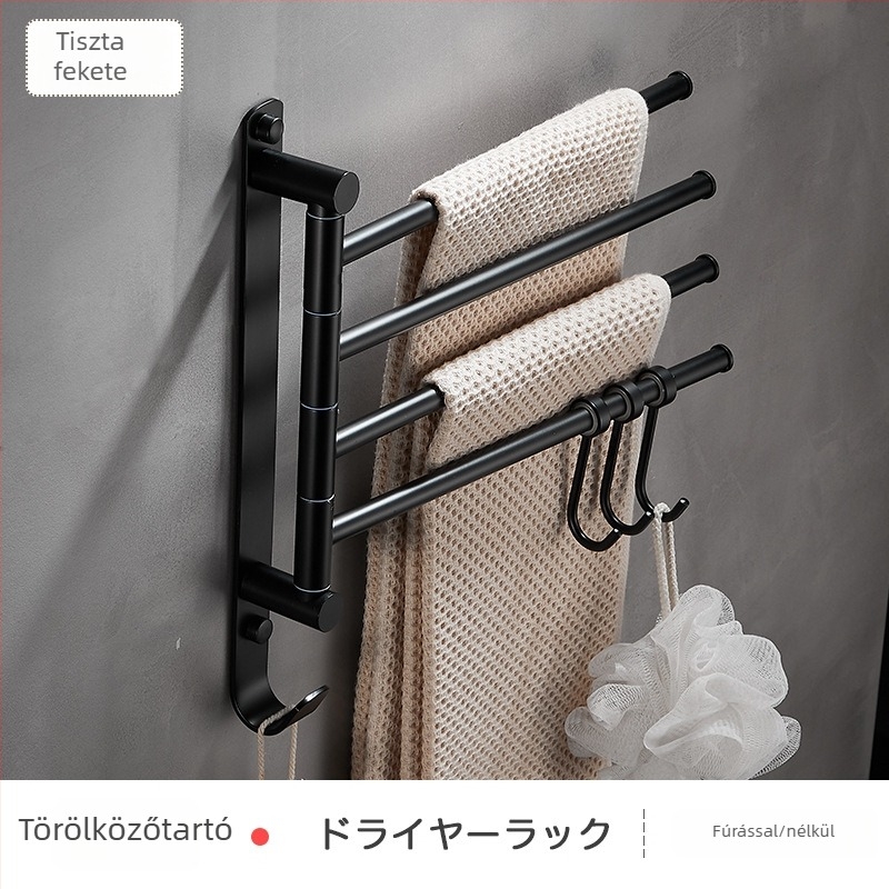 Réz törölközőtartó forgó és összecsukható kialakítással, terhelhetőség 20 kg, 1–4 réteg