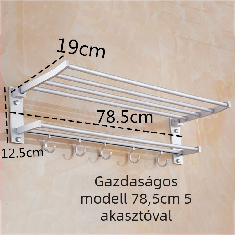 Összecsukható törölközőtartó two szintes, alumíniumötvözetből, anodizált felülettel, teherbírás 15 kg, modern minimalista design