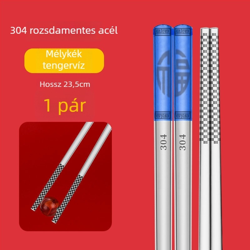 Chopsticks 304 rozsdamentes acélból, csúszásmentes, élelmiszer-minőség, ajándékdoboz, új kínai stílus (nemzeti trend)