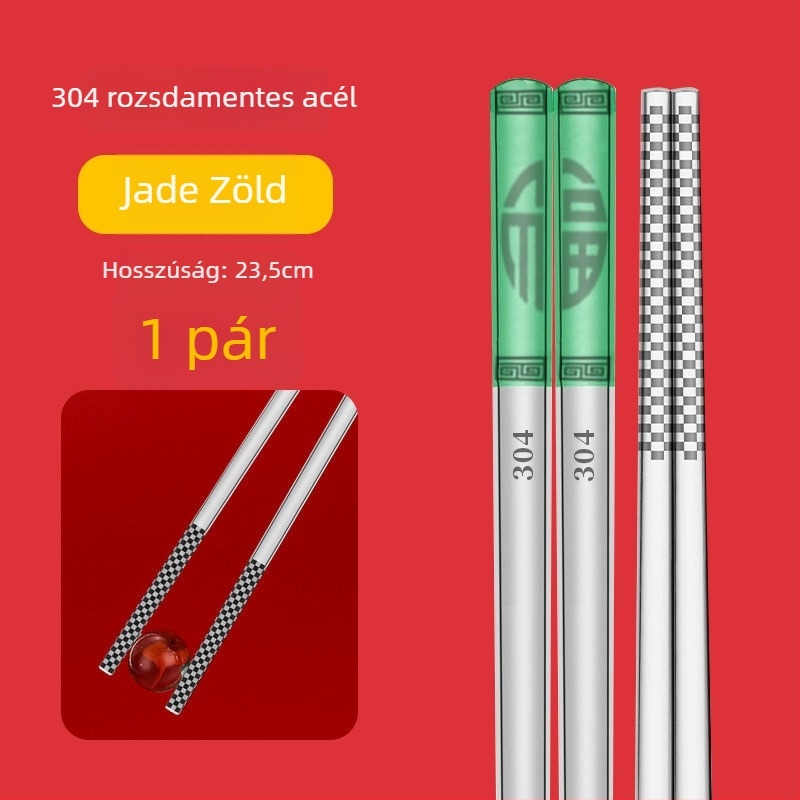 Chopsticks 304 rozsdamentes acélból, csúszásmentes, élelmiszer-minőség, ajándékdoboz, új kínai stílus (nemzeti trend)