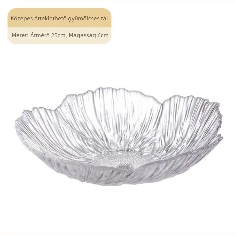 Üveg gyümölcstartó tál nappali asztalhoz, SENHE, nordic stílus, gravírozott minta, 2013 tavasz, első osztályú minőség