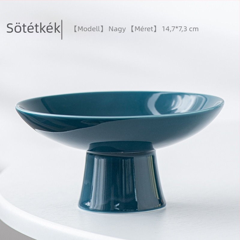 Porcelán magas lábú gyümölcstál – Celadon bevonat, Porcelain Cloud Pavilion