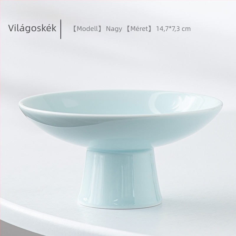 Porcelán magas lábú gyümölcstál – Celadon bevonat, Porcelain Cloud Pavilion