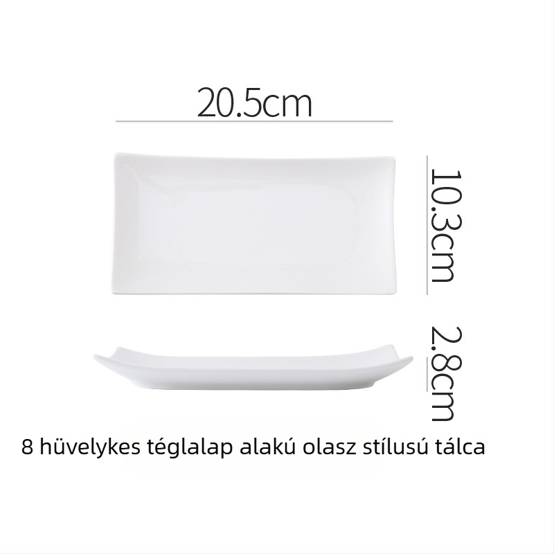 Porcelán lapos tál, rendhagyó formájú, modern minimalista stílus, mikrohullámú sütőbe használható