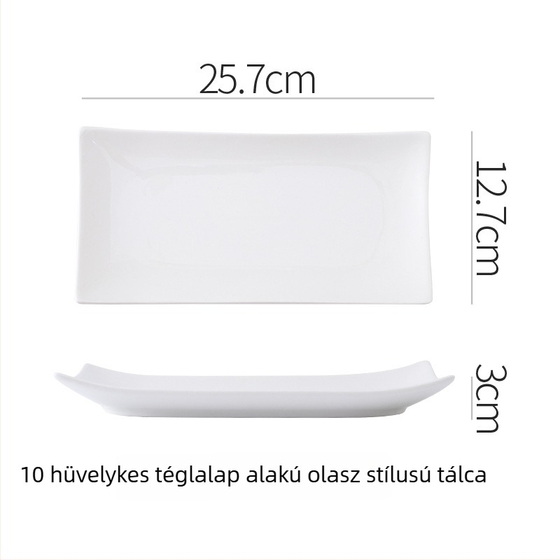 Porcelán lapos tál, rendhagyó formájú, modern minimalista stílus, mikrohullámú sütőbe használható