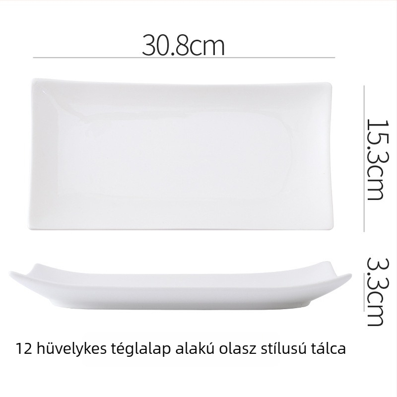 Porcelán lapos tál, rendhagyó formájú, modern minimalista stílus, mikrohullámú sütőbe használható