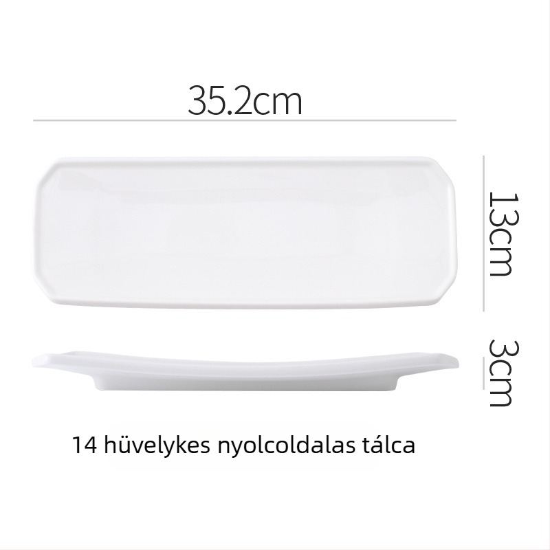 Porcelán lapos tál, rendhagyó formájú, modern minimalista stílus, mikrohullámú sütőbe használható