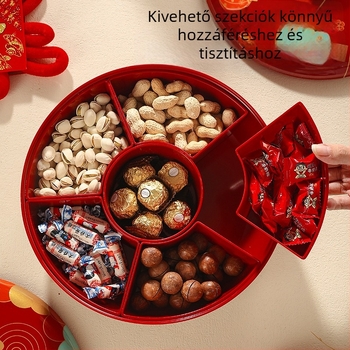 Kínai stílusú forgó gyümölcstál diótartóval és édességdobozzal