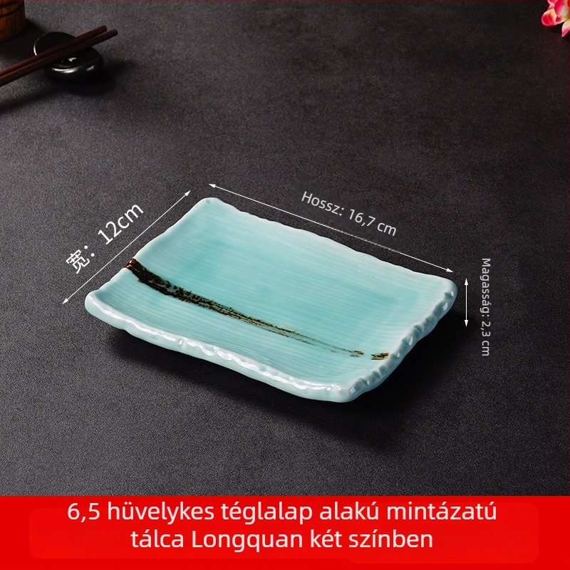 Porcelán sushi- és sashimi tál, japán stílus, négyszögletes forma, mikrohullámú sütőben használható, logó testreszabás elérhető
