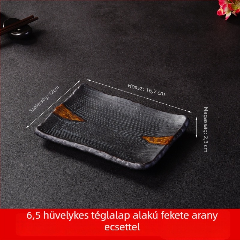 Porcelán sushi- és sashimi tál, japán stílus, négyszögletes forma, mikrohullámú sütőben használható, logó testreszabás elérhető