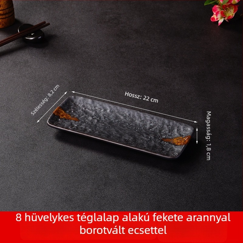 Porcelán sushi- és sashimi tál, japán stílus, négyszögletes forma, mikrohullámú sütőben használható, logó testreszabás elérhető