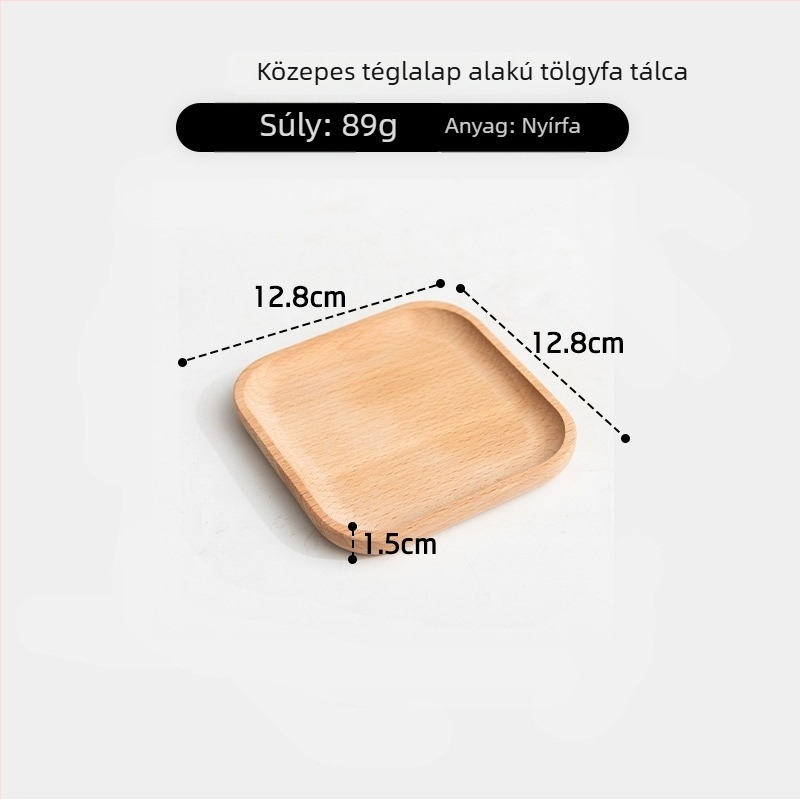 Fából készült négyzet alakú tál, fényes wax-olajos felülettel — modern minimalista stílus, egyszínű dizájn