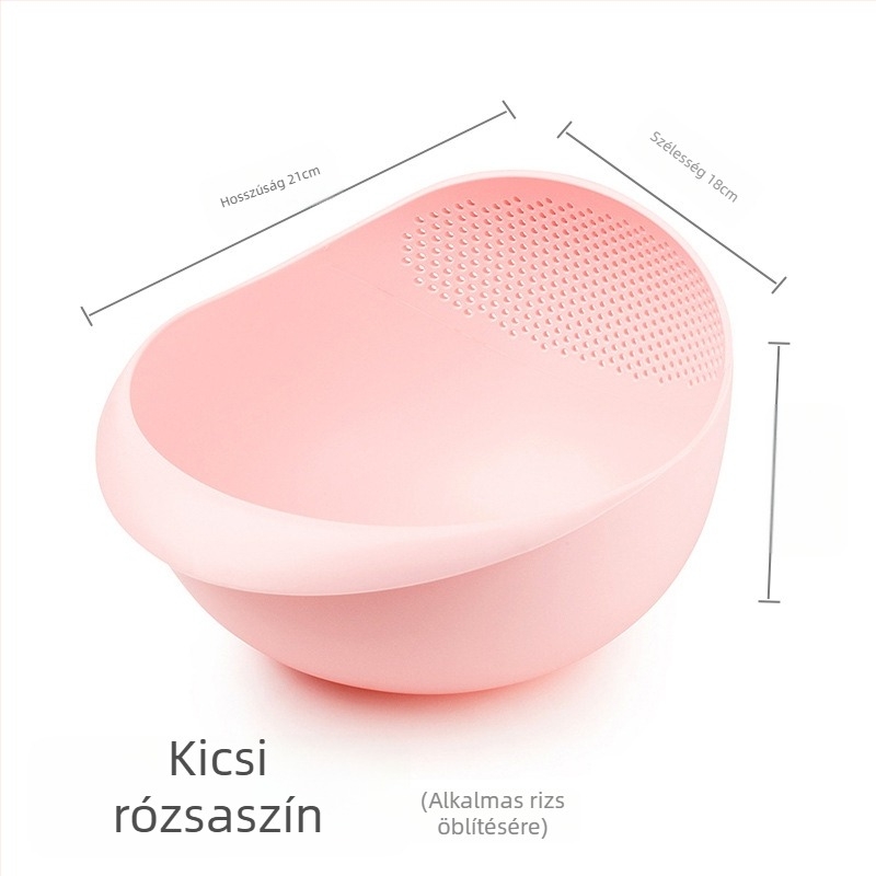 Rizs mosó kosár – többfunkciós, vastagított műanyag konyhai mosóedény rizs és zöldségek mosására, japán stílusú