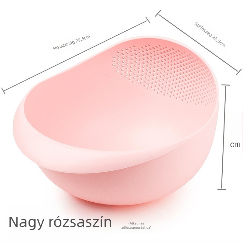Rizs mosó kosár – többfunkciós, vastagított műanyag konyhai mosóedény rizs és zöldségek mosására, japán stílusú