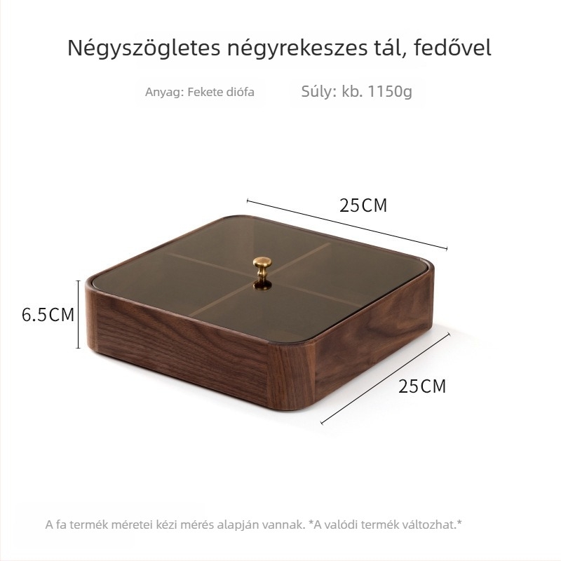 Fából készült nasibox fedővel, több rétegű dió- és aszalt gyümölcs tároló, diófa anyag, egyszerű stílus, új kínai stílus