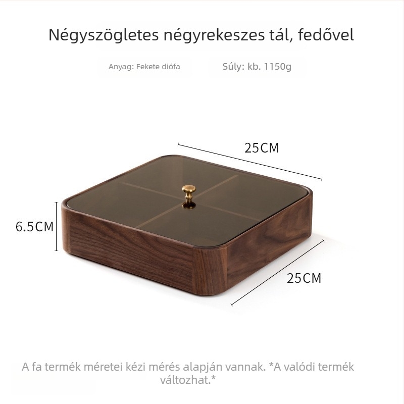 Fából készült nasibox fedővel, több rétegű dió- és aszalt gyümölcs tároló, diófa anyag, egyszerű stílus, új kínai stílus