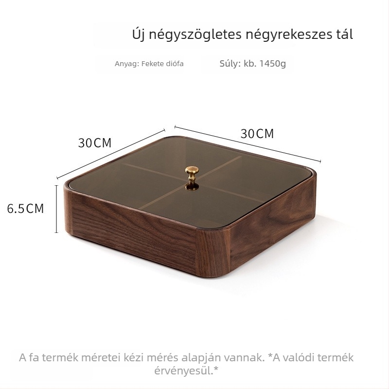 Fából készült nasibox fedővel, több rétegű dió- és aszalt gyümölcs tároló, diófa anyag, egyszerű stílus, új kínai stílus