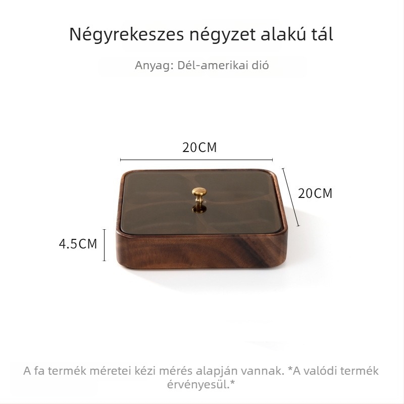 Fából készült nasibox fedővel, több rétegű dió- és aszalt gyümölcs tároló, diófa anyag, egyszerű stílus, új kínai stílus