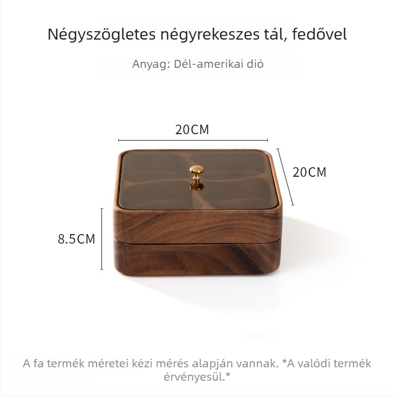 Fából készült nasibox fedővel, több rétegű dió- és aszalt gyümölcs tároló, diófa anyag, egyszerű stílus, új kínai stílus