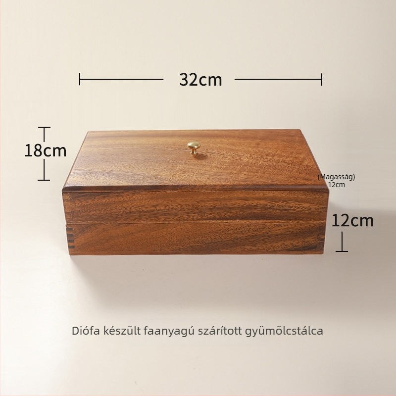 Fából készült nasibox fedővel, több rétegű dió- és aszalt gyümölcs tároló, diófa anyag, egyszerű stílus, új kínai stílus