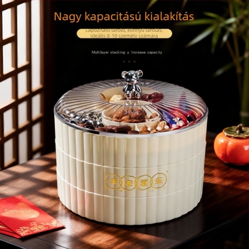 Műanyag gyümölcstál tároló doboz kínai stílusban, multifunkcionális, retro stílus, könnyű luxus, gravírozott minta
