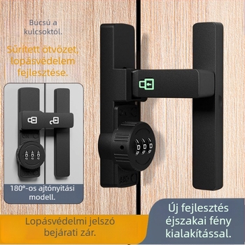 Csúszó ajtókhoz zár jelszóval (fúrás nélkül) - Anyag: cinkötvözet, Modell: 1105, Záró rúdszélesség 10 mm, Rúd közötti távolság 10 mm, Nyitási mód: Jelszó