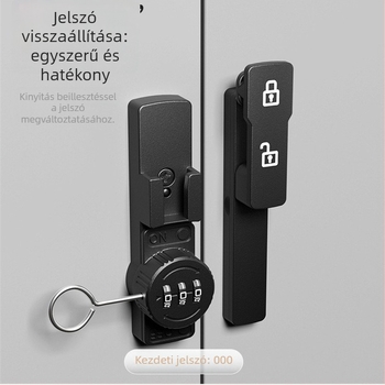 Csúszó ajtókhoz zár jelszóval (fúrás nélkül) - Anyag: cinkötvözet, Modell: 1105, Záró rúdszélesség 10 mm, Rúd közötti távolság 10 mm, Nyitási mód: Jelszó