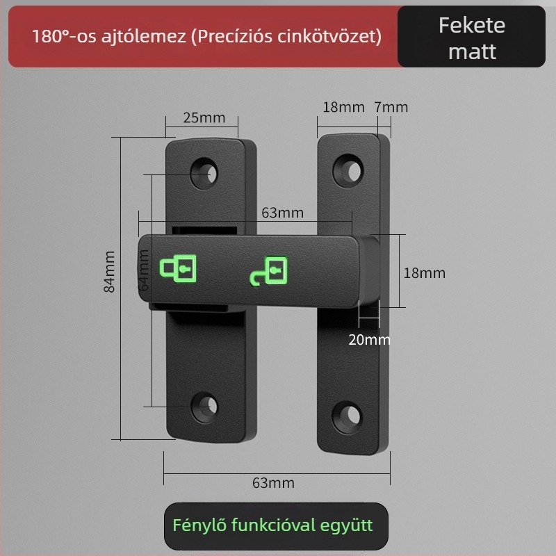 Csúszó ajtókhoz zár jelszóval (fúrás nélkül) - Anyag: cinkötvözet, Modell: 1105, Záró rúdszélesség 10 mm, Rúd közötti távolság 10 mm, Nyitási mód: Jelszó