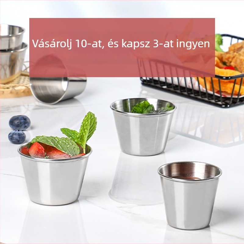 Rozsdamentes acél szósz tál - kerek dip tál, nordic stílus, 201 rozsdamentes acél, mikrohullámú kompatibilis, logó nyomása elérhető