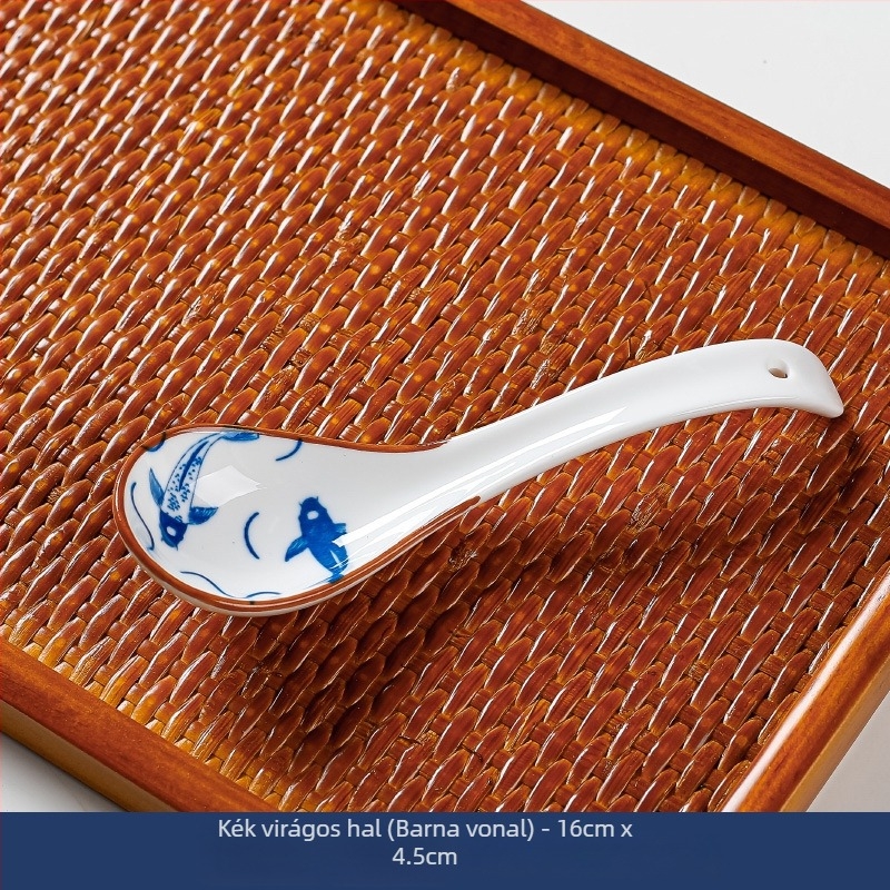 Japán stílusú kis leveskanál (kerámia, görbült nyél, égési védelem, virágos mintázat, első osztályú minőség)