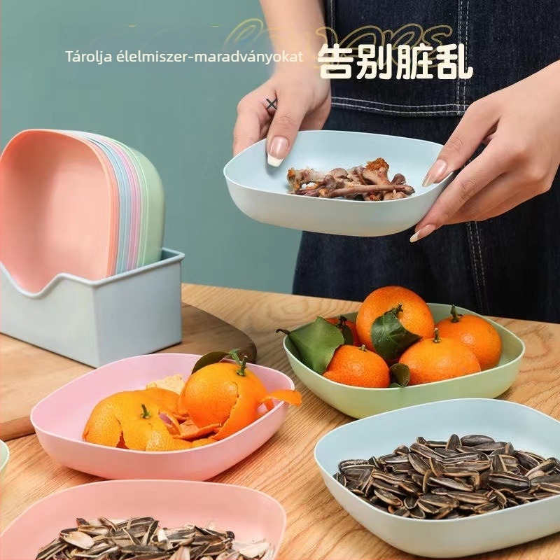 Plasztikus snack tál, szabálytalan forma, egységes mintázat, modern letisztult stílus; élelmiszerhez, kávéhoz, teához