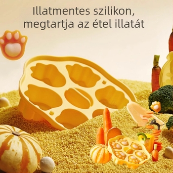 Babaélelmiszer-szilikon forma – élelmiszerbiztonságos, kör alakú, gőzölt süteményekhez, rizses süteményekhez és bébi püréhez, rajzfilm-stílus