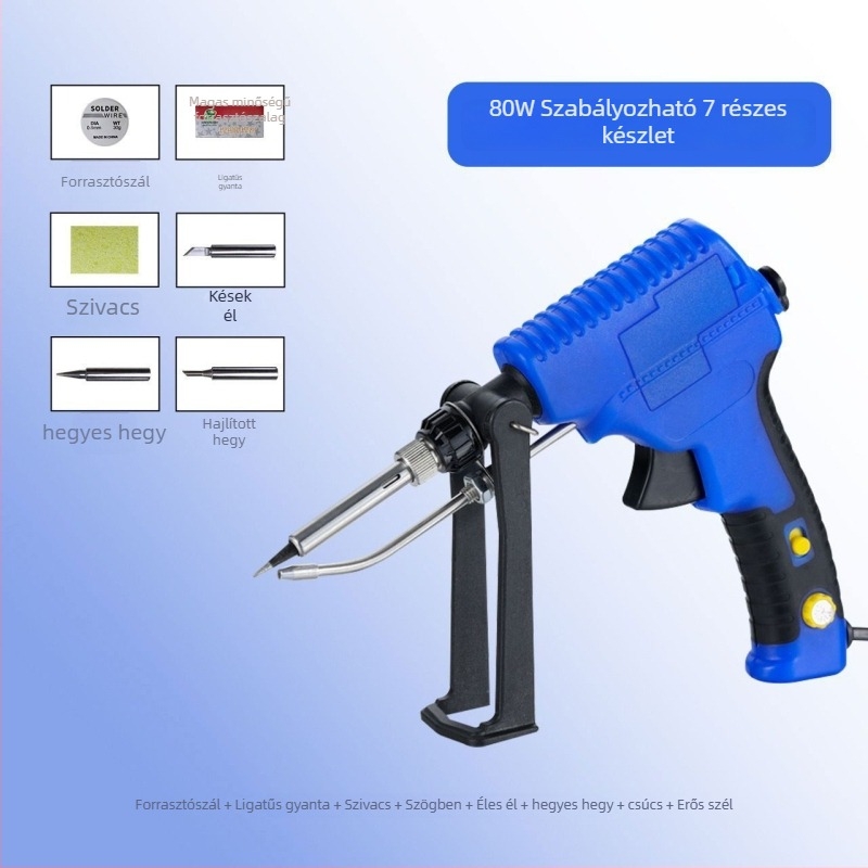 Kézben tartható forrasztópáka készlet belső fűtéses, nagy teljesítményű, hőmérsékletszabályozható