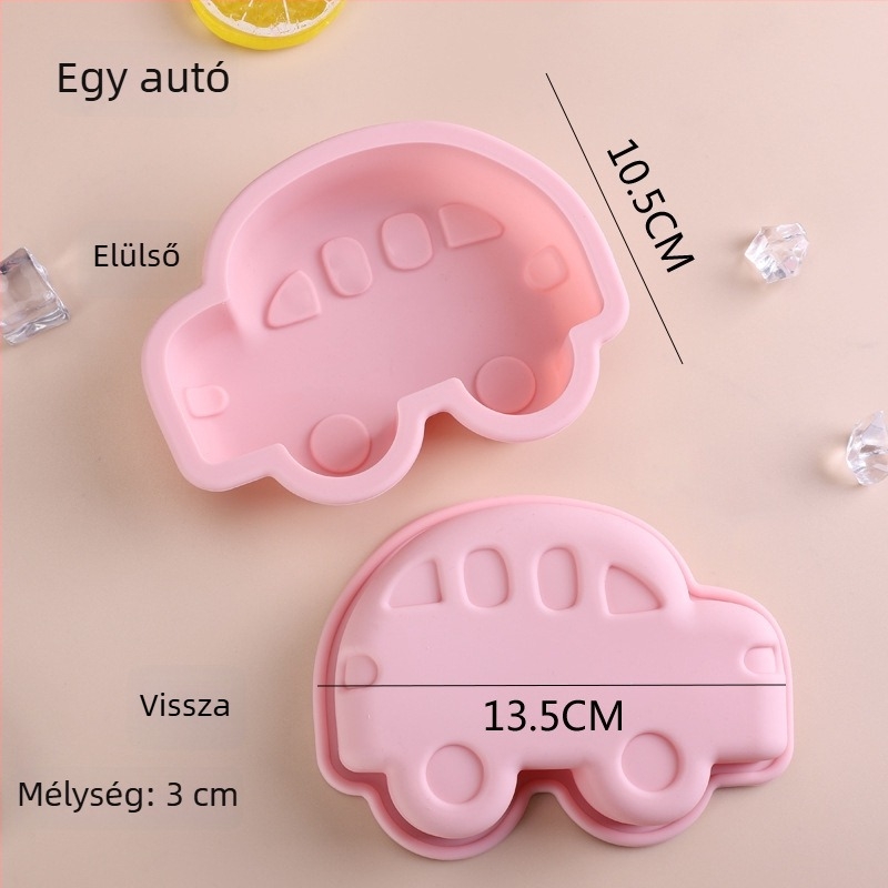 Élelmiszer-minőségű szilikon sütőforma cartoon DIY dizájnnal: rák és fánk, autó alakú nagy jégkocka forma, párolható