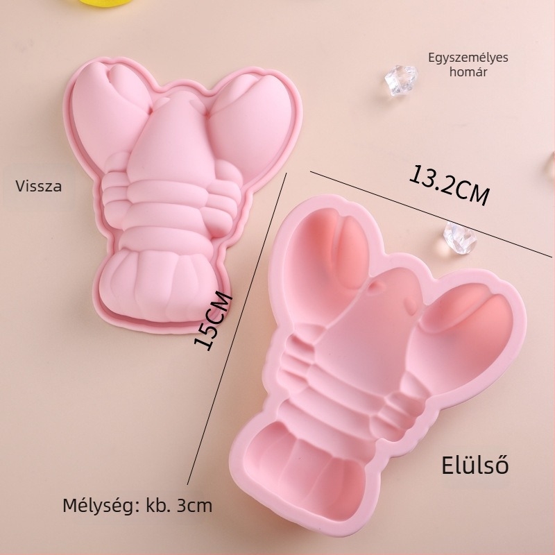 Élelmiszer-minőségű szilikon sütőforma cartoon DIY dizájnnal: rák és fánk, autó alakú nagy jégkocka forma, párolható