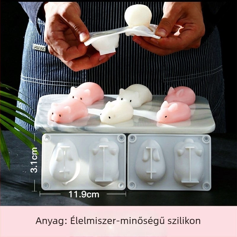 6-nyílásos nyuszi alakú szilikonforma pudinghoz és zseléhez – élelmiszer-biztonságos szilikon sütésre