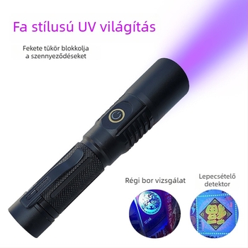 UV vizsgálati zseblámpa LED 10W, alumínium ötvözet test, akkumulátoros üzemmód, kézi hajtású generátor, hatótávolság legfeljebb 50 m