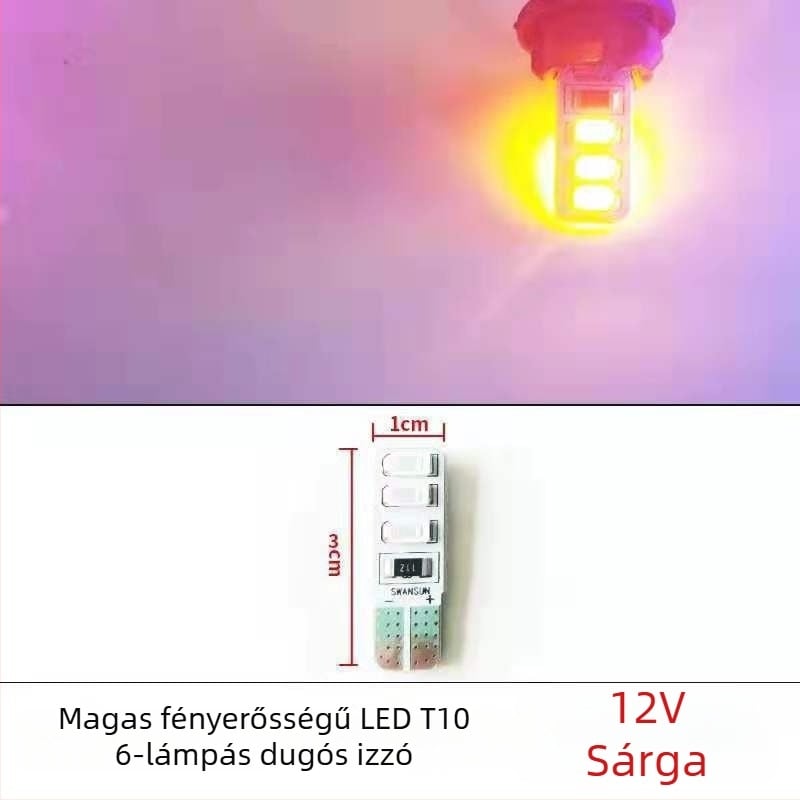 LED T10 beszúró buborék széles indikátor fény teherautókhoz, 12-24V, 3W, 0.2A, belső olvasó- és rendszámtábla világítás