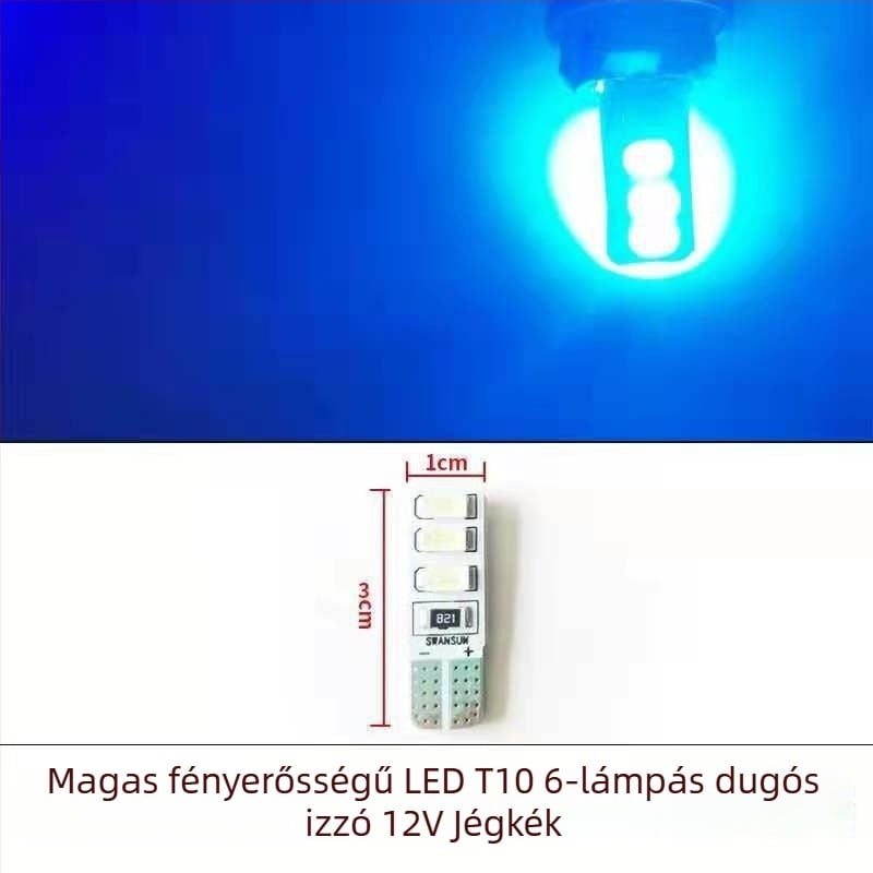LED T10 beszúró buborék széles indikátor fény teherautókhoz, 12-24V, 3W, 0.2A, belső olvasó- és rendszámtábla világítás
