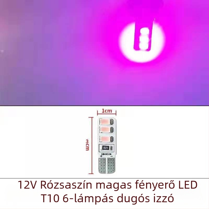 LED T10 beszúró buborék széles indikátor fény teherautókhoz, 12-24V, 3W, 0.2A, belső olvasó- és rendszámtábla világítás