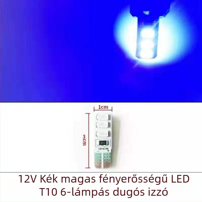 LED T10 beszúró buborék széles indikátor fény teherautókhoz, 12-24V, 3W, 0.2A, belső olvasó- és rendszámtábla világítás