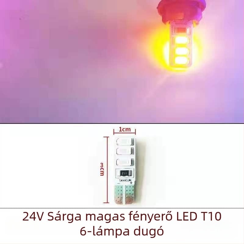 LED T10 beszúró buborék széles indikátor fény teherautókhoz, 12-24V, 3W, 0.2A, belső olvasó- és rendszámtábla világítás