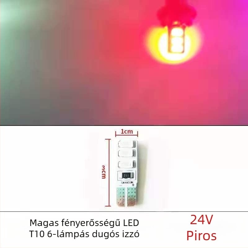LED T10 beszúró buborék széles indikátor fény teherautókhoz, 12-24V, 3W, 0.2A, belső olvasó- és rendszámtábla világítás