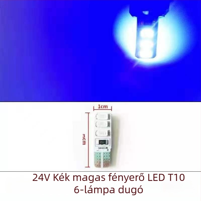 LED T10 beszúró buborék széles indikátor fény teherautókhoz, 12-24V, 3W, 0.2A, belső olvasó- és rendszámtábla világítás