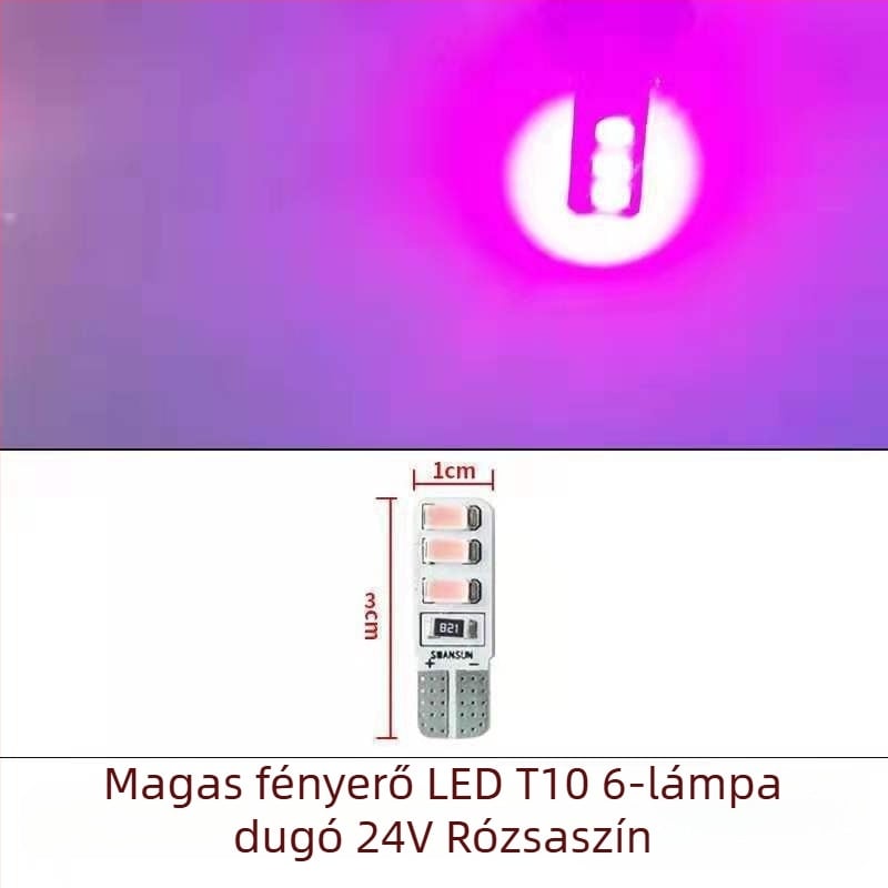 LED T10 beszúró buborék széles indikátor fény teherautókhoz, 12-24V, 3W, 0.2A, belső olvasó- és rendszámtábla világítás