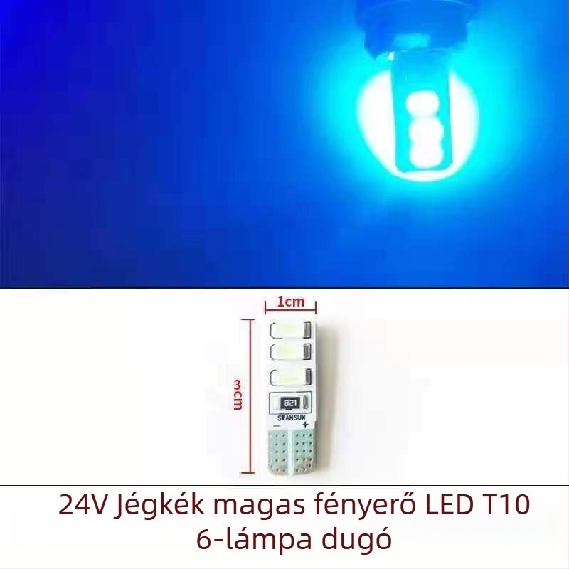LED T10 beszúró buborék széles indikátor fény teherautókhoz, 12-24V, 3W, 0.2A, belső olvasó- és rendszámtábla világítás